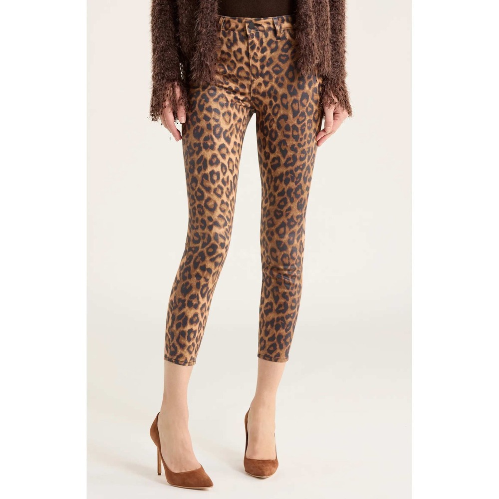 L'AGENCE Margot High Rise Skinny Cheetah Leopard Coated Jeans Size 28